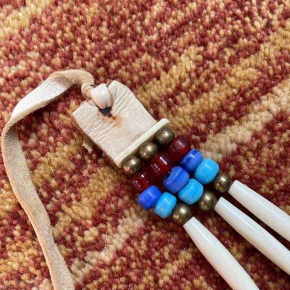 Authentic handcrafted bone hairpipe Native American Indian choker regalia NWOT - Picture 6 of 10